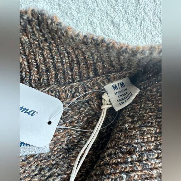 New Tommy Bahama Half‎ Zip Sweater Cable Knit Pullover Irazu Brown Men’s Medium - Picture 4 of 11